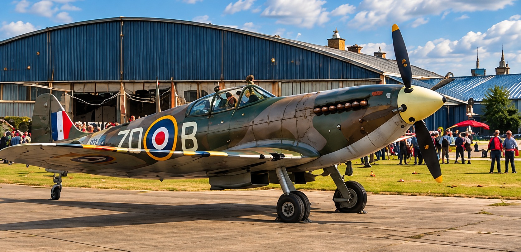 WWII aircraft at a historic airfield museum